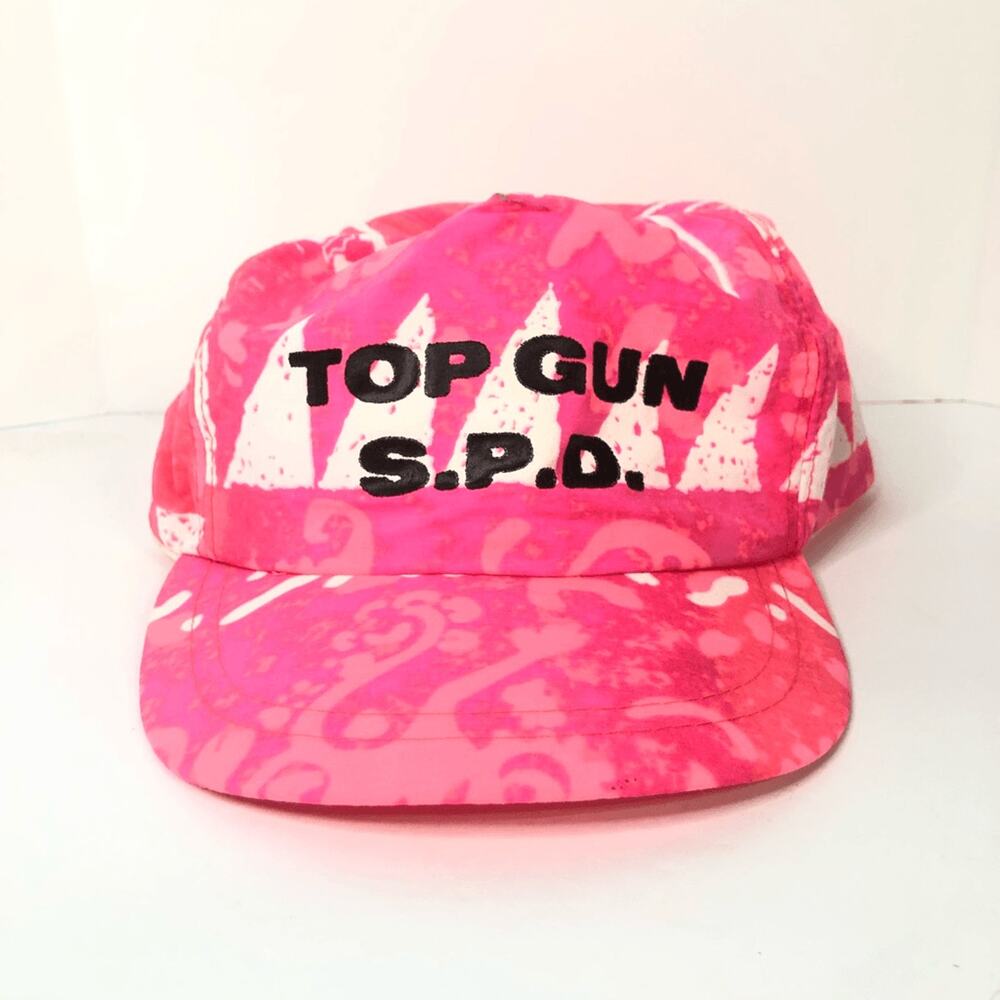 Vtg Cash's USA Top Gun S.P.D. Hat Neon Pink Nylon Snapback Cap Made in Taiwan
